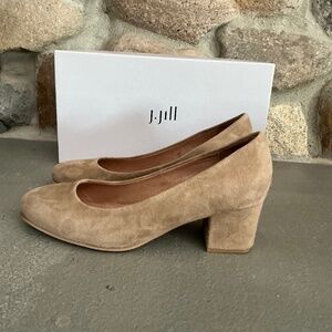 J Jill Suede Block Heel Pumps Camel 7M